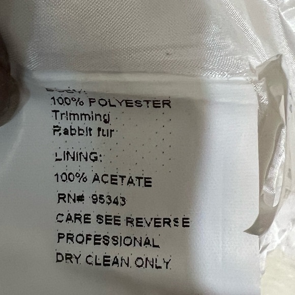 ASHRO White Rabbit Fur Coat w/Rhinestone Button Accents Plus-Size 18 - Picture 7 of 9